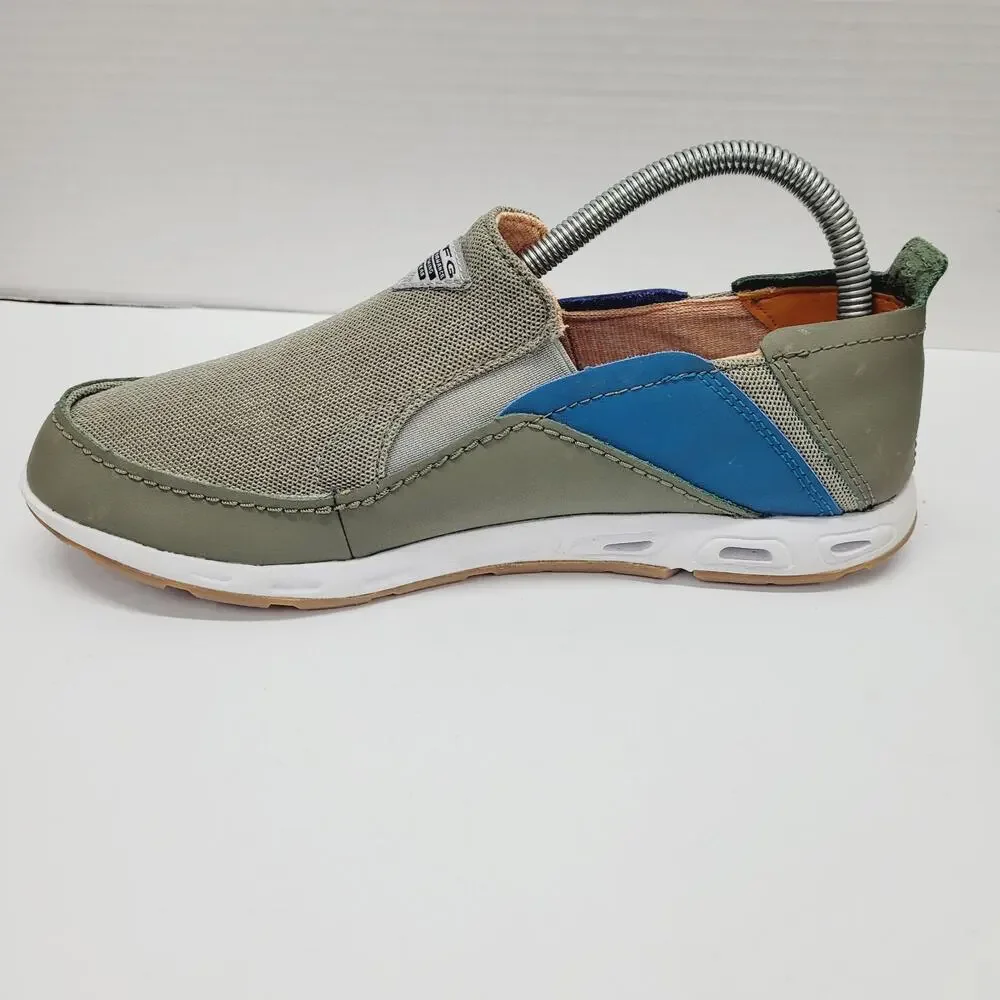 Columbia PFG Bahama Vent Relaxed Men's 7 Olive Green Blue Orange Slip On Boat